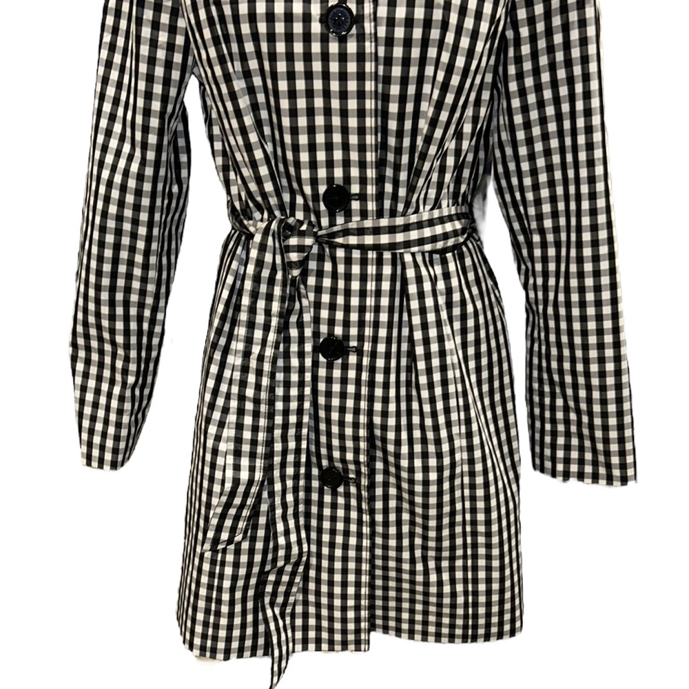 NWT Talbots Mac Black White Gingham Belted Weather Resistant Trench Coat - 6 - Picture 7 of 15